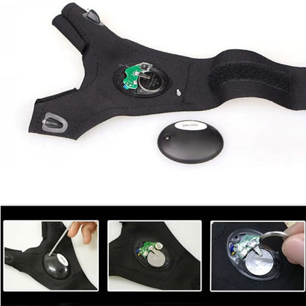 LED Lighting Gloves for Running Cycling Camping Waterproof Flashlight Fingerless Gloves Outdoor Hiking Rescue with Luminous Lamp