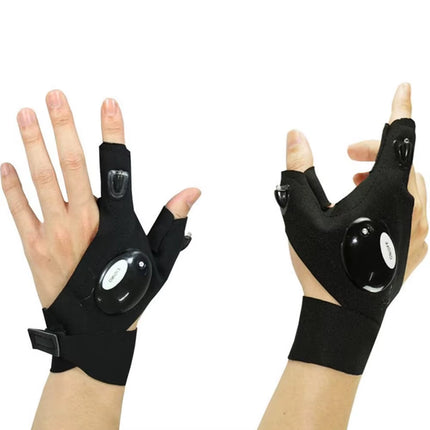 LED Lighting Gloves for Running Cycling Camping Waterproof Flashlight Fingerless Gloves Outdoor Hiking Rescue with Luminous Lamp