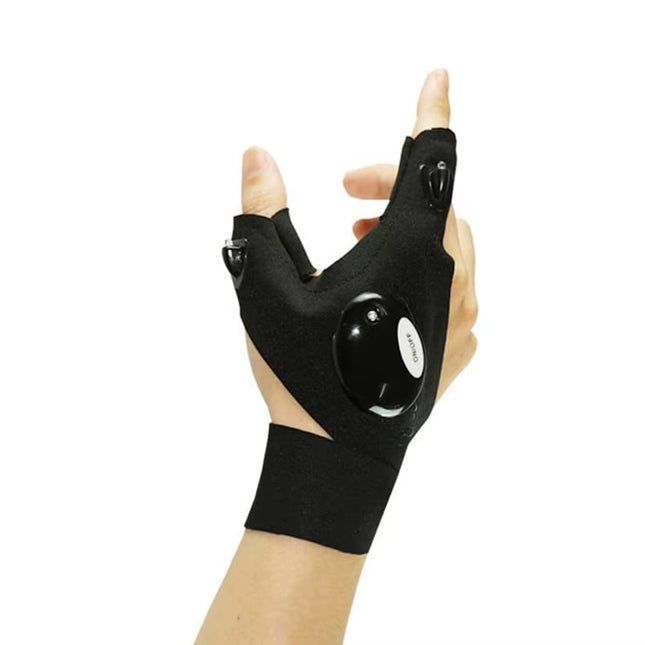 LED Lighting Gloves for Running Cycling Camping Waterproof Flashlight Fingerless Gloves Outdoor Hiking Rescue with Luminous Lamp